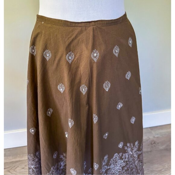 Vintage 90's Brown Midi Circle Skirt - Picture 3 of 9